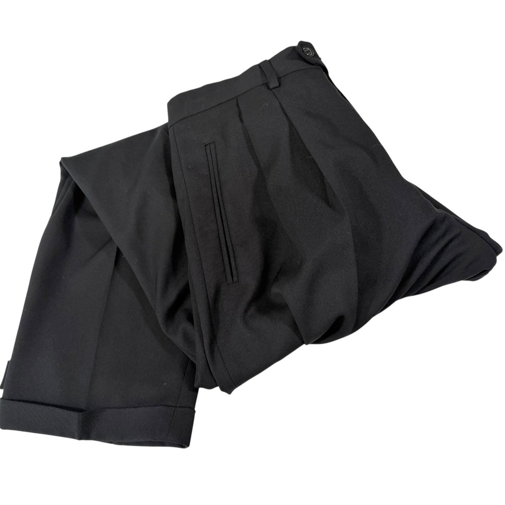 Claiborne 32x30 Black Dress Pants Pleated Cuffed Straight Leg Dark Academia